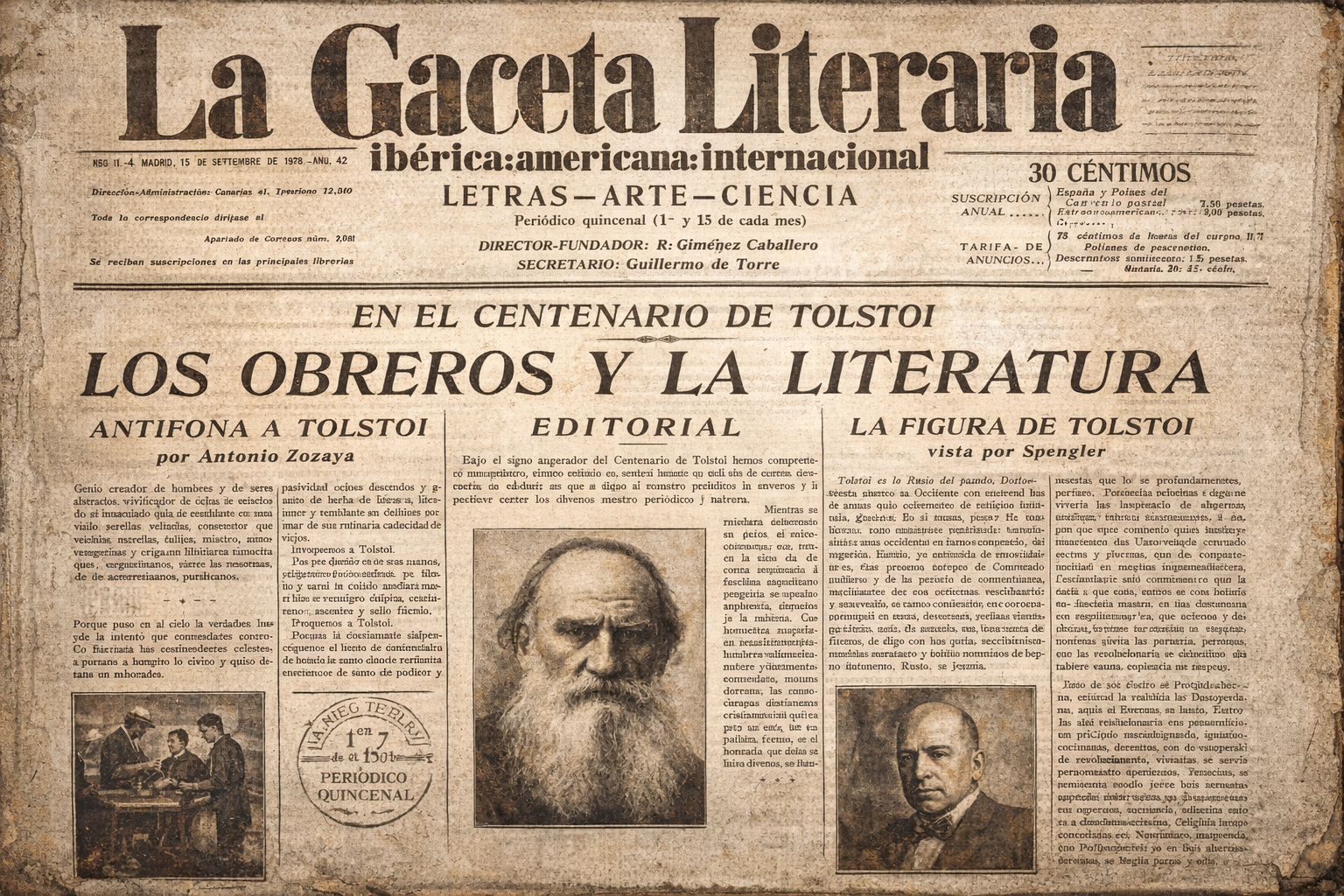 En el centenario de Tolstói: La Gaceta Literaria y la cuestión obrera (1928)