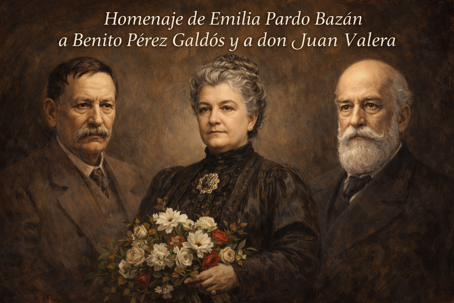 Homenaje de Emilia Pardo Bazán a Benito Pérez Galdós y a don Juan Valera