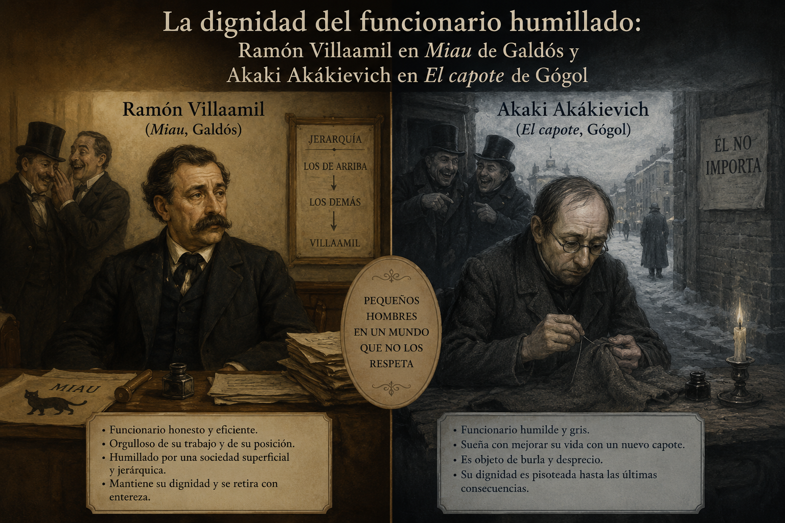 Del capote al expediente: dignidad, burocracia y humillación en Gógol y Galdós